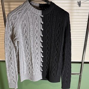 Mr Turk Men's Black and Gray Cable Knit Sweater